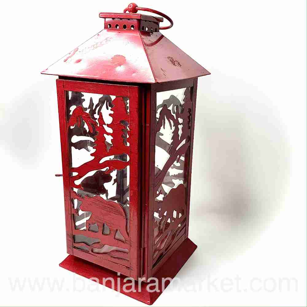 Banjara Market | Red Metallic Christmas Lantern (BIG)