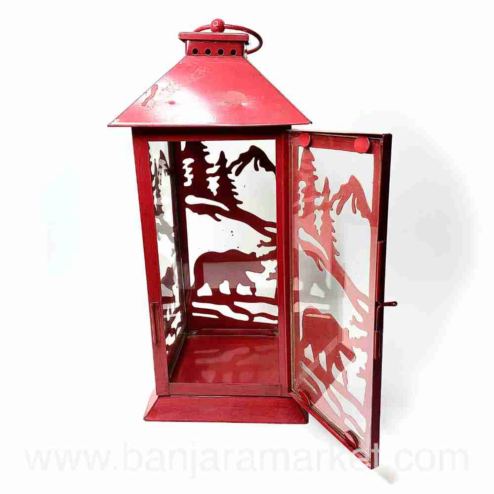 Banjara Market | Red Metallic Christmas Lantern (BIG)