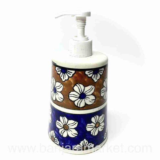 Banjara Market | Big Blue-Brown Floral Soap Dispenser