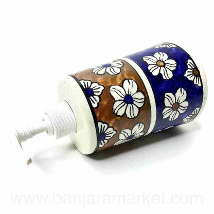 Banjara Market | Big Blue-Brown Floral Soap Dispenser