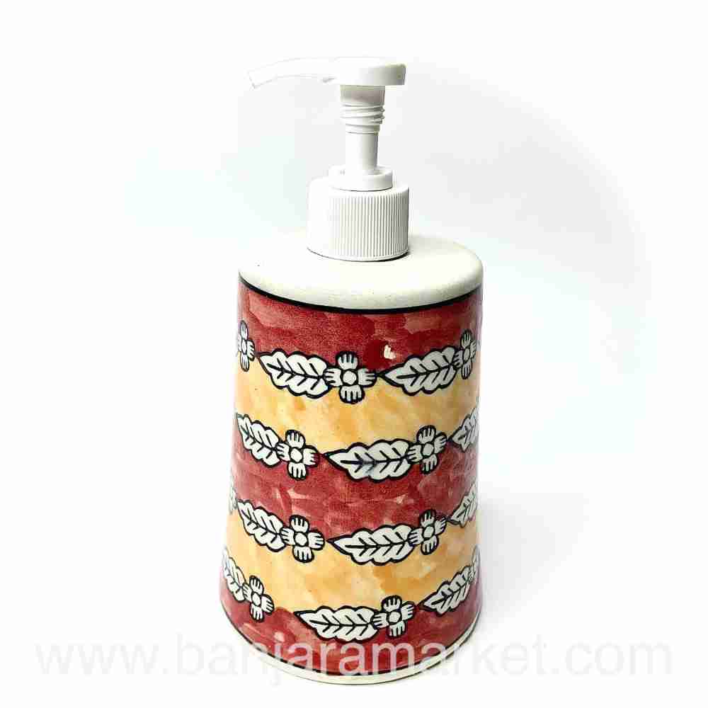 Banjara Market | Big Red-Yellow Floral Soap Dispenser