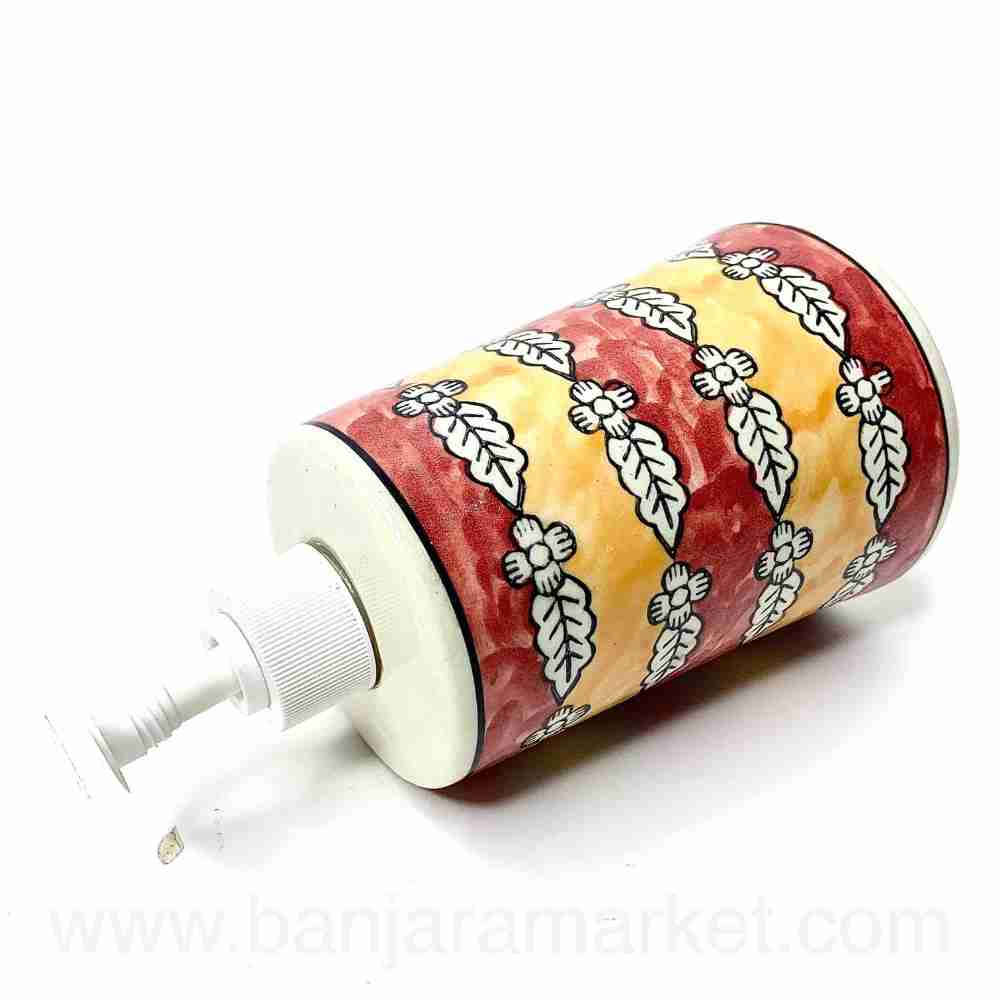 Banjara Market | Big Red-Yellow Floral Soap Dispenser