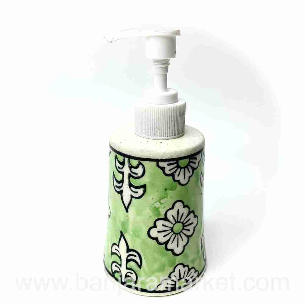 Banjara Market | Small Green Floral Soap Dispenser