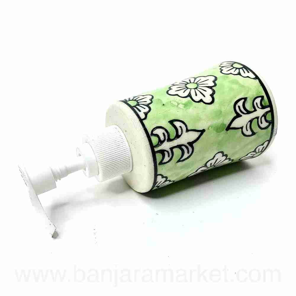 Banjara Market | Small Green Floral Soap Dispenser