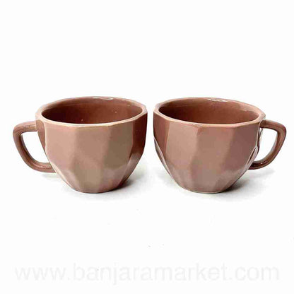 Banjara Market | Dark Peach Modern Edge Cups(Set of 2)