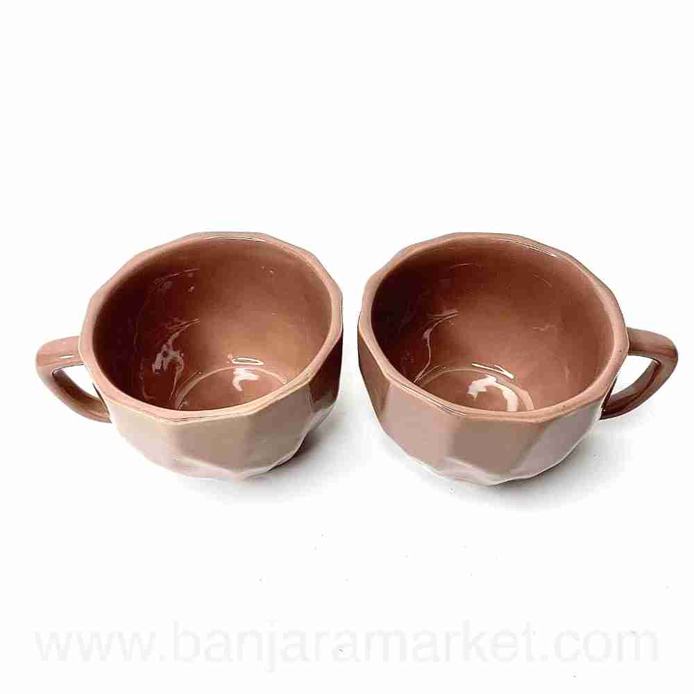 Banjara Market | Dark Peach Modern Edge Cups(Set of 2)