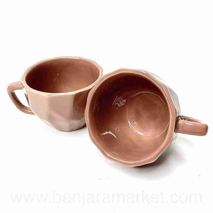 Banjara Market | Dark Peach Modern Edge Cups(Set of 2)