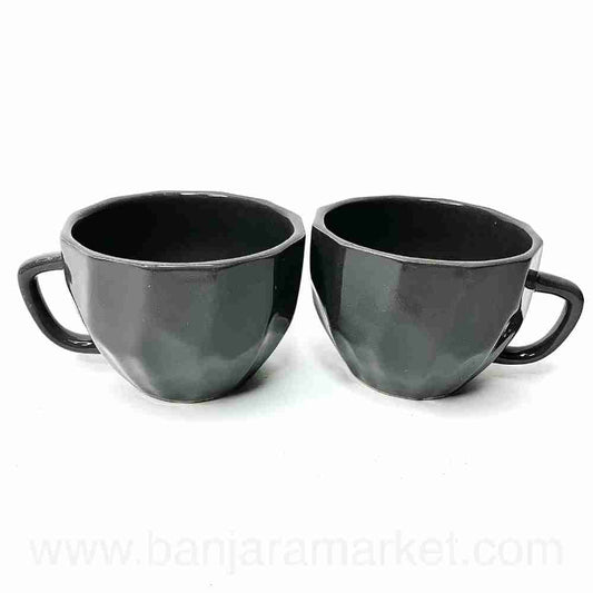 Banjara Market | Dark Grey Modern Edge Cups (Set of 2)