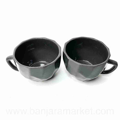 Banjara Market | Dark Grey Modern Edge Cups (Set of 2)