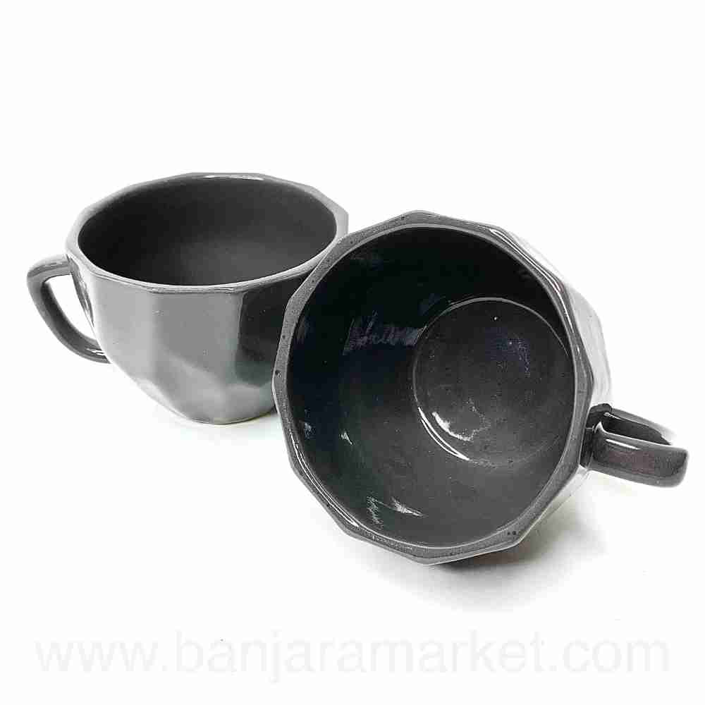 Banjara Market | Dark Grey Modern Edge Cups (Set of 2)