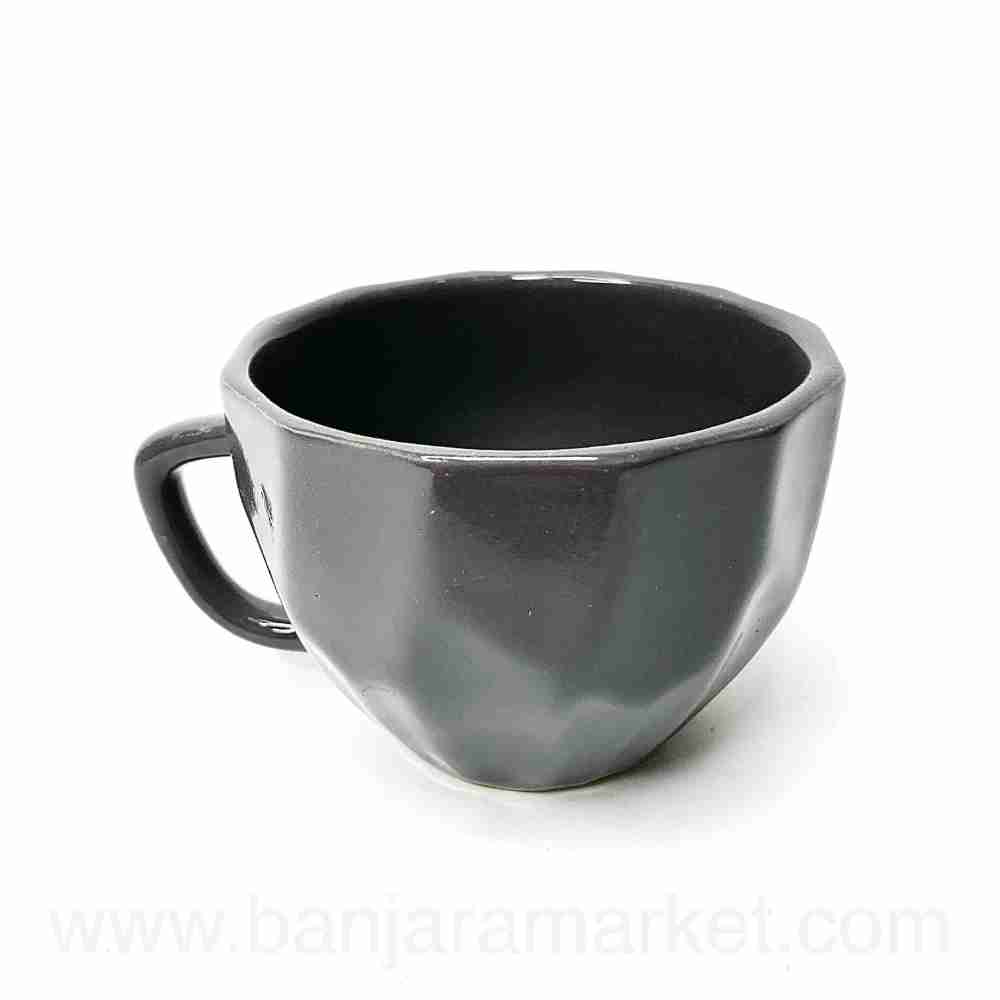 Banjara Market | Dark Grey Modern Edge Cups (Set of 2)