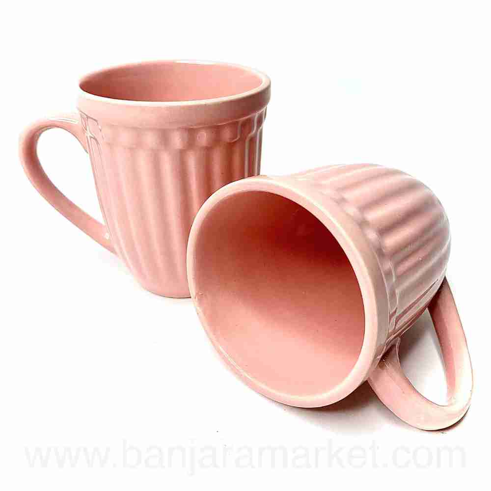 Banjara Market | Pink-Peach (Linear) Mugs (Set of 2)