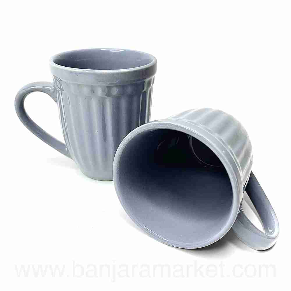 Banjara Market | Grey (Linear) Mugs (Set of 2)