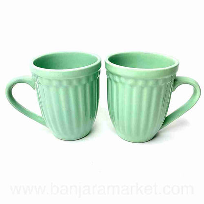 Banjara Market | Sea Green(Linear) Mugs (Set of 2)