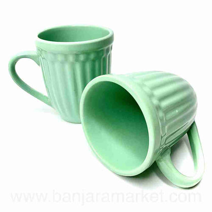 Banjara Market | Sea Green(Linear) Mugs (Set of 2)