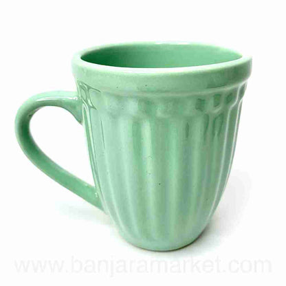 Banjara Market | Sea Green(Linear) Mugs (Set of 2)