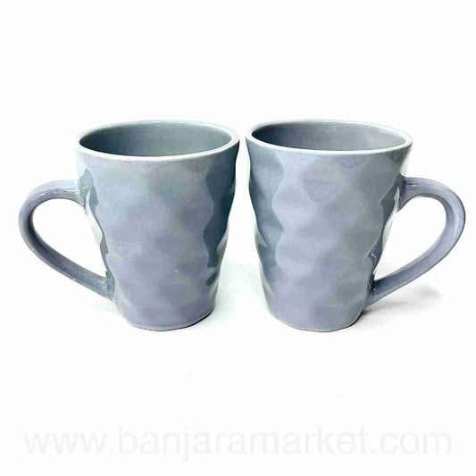 Banjara Market | Grey (Diamond) Mugs (Set of 2)