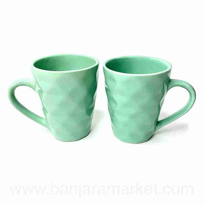 Banjara Market | Sea Green (Diamond) Mugs (Set of 2)