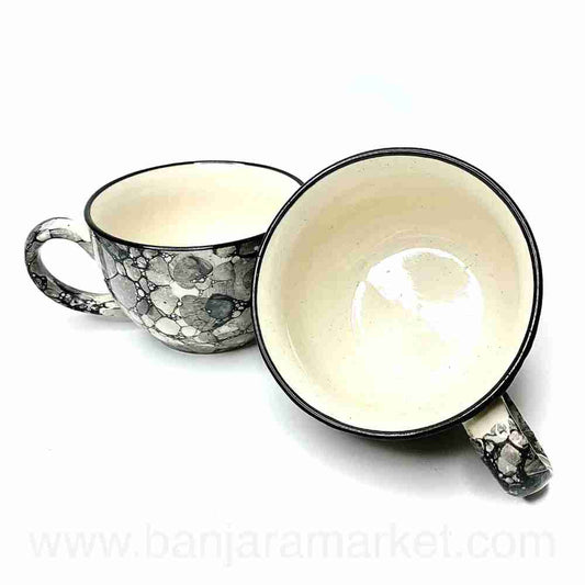 Banjara Market | Grey Bubble Print Soup Bowl/Mug (Set of 2)