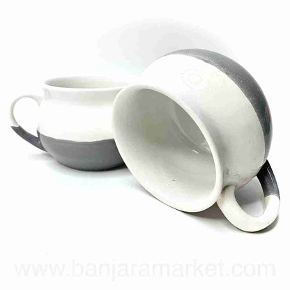 Banjara Market | Grey-White Soup Cups (Set of 2)