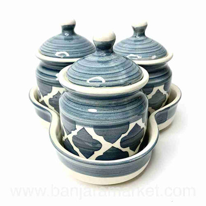 Banjara Market | Grey Moroccan Pickle Jars (Set of 3)