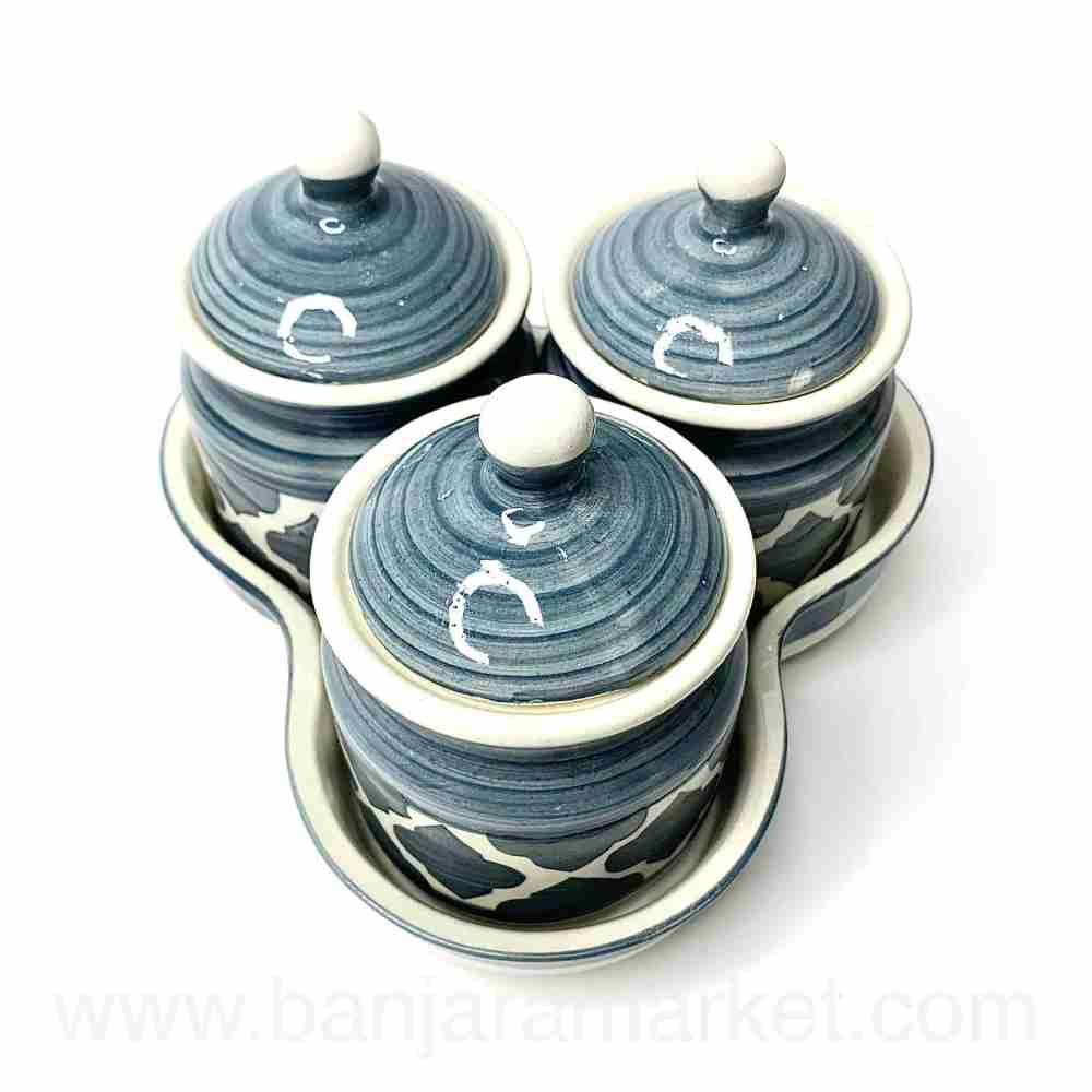 Banjara Market | Grey Moroccan Pickle Jars (Set of 3)