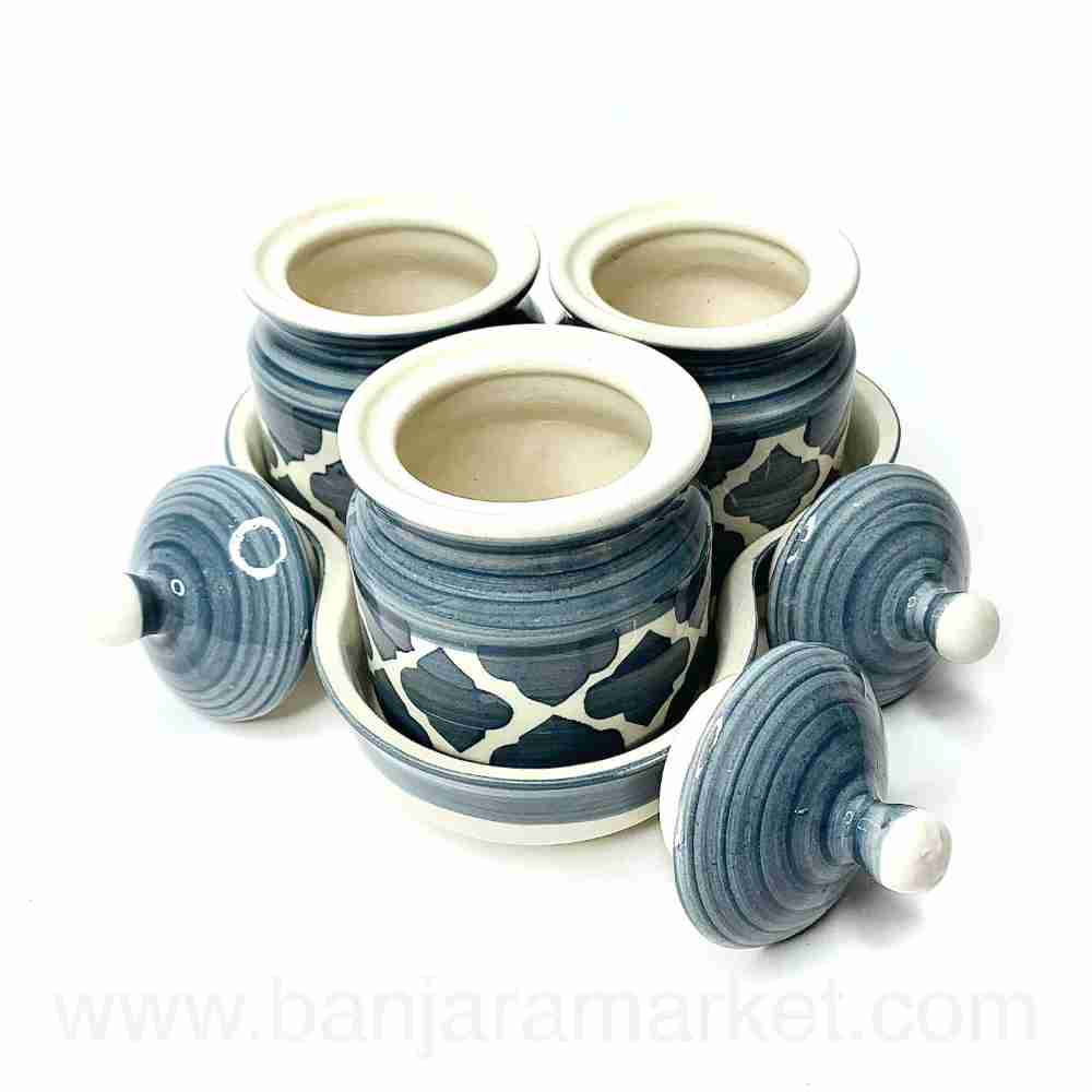 Banjara Market | Grey Moroccan Pickle Jars (Set of 3)