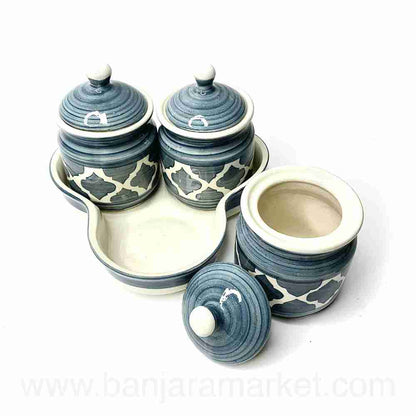 Banjara Market | Grey Moroccan Pickle Jars (Set of 3)