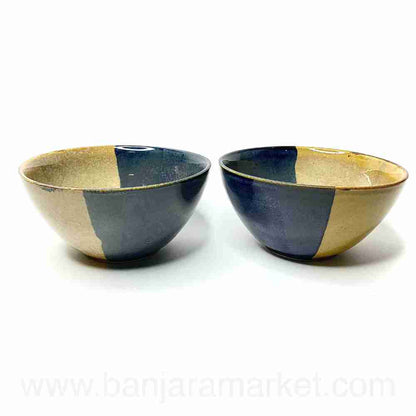 Banjara Market | Blue-Mustard Dual Tone Big Serving Bowls (Set of 2)