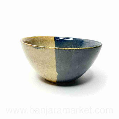 Banjara Market | Blue-Mustard Dual Tone Big Serving Bowls (Set of 2)