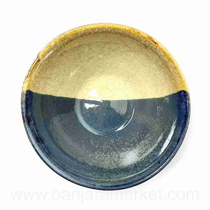 Banjara Market | Blue-Mustard Dual Tone Big Serving Bowls (Set of 2)