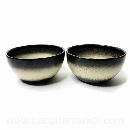 Banjara Market | Black Beige Noodle Bowls (Set of 2)