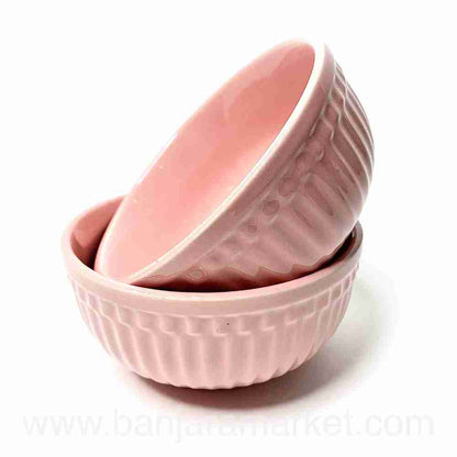 Banjara Market | Pink-Peach (Linear) Soup Bowls (Set of 2)