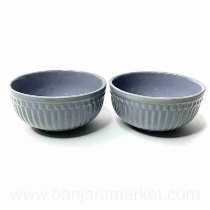 Banjara Market | Grey (Linear) Soup Bowls (Set of 2)