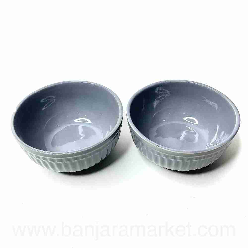 Banjara Market | Grey (Linear) Soup Bowls (Set of 2)