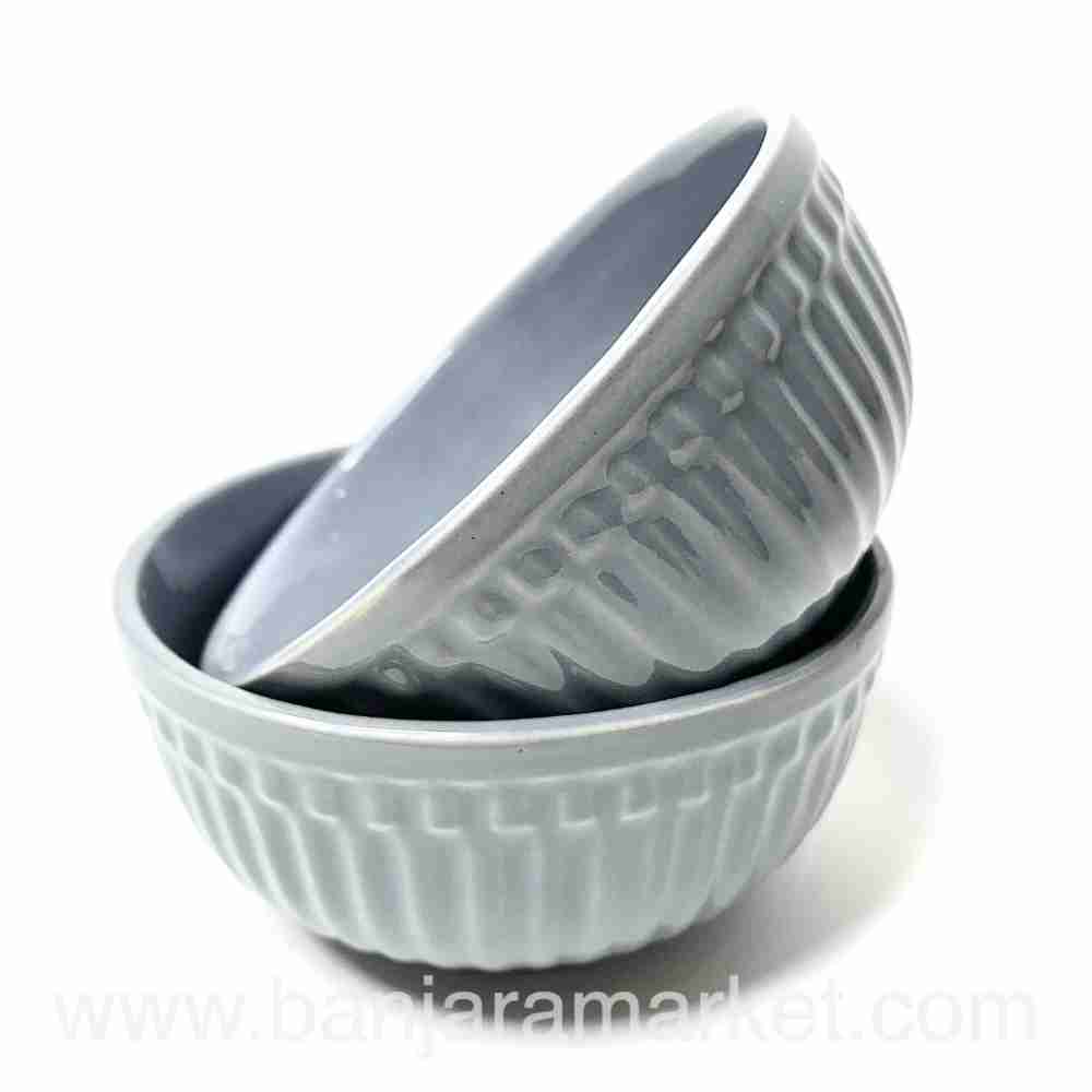 Banjara Market | Grey (Linear) Soup Bowls (Set of 2)