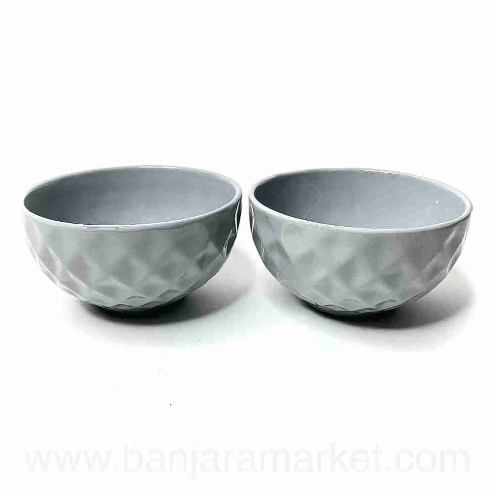 Banjara Market | Grey (Diamond) Soup Bowls (Set of 2)