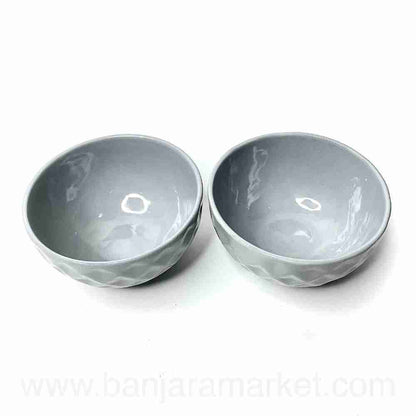 Banjara Market | Grey (Diamond) Soup Bowls (Set of 2)