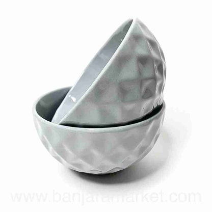 Banjara Market | Grey (Diamond) Soup Bowls (Set of 2)