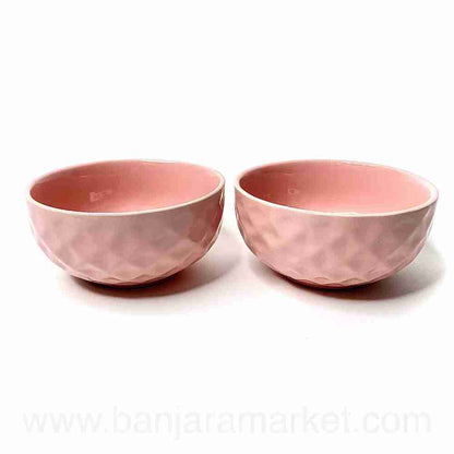 Banjara Market | Pink-Peach (Diamond) Soup Bowls (Set of 2)