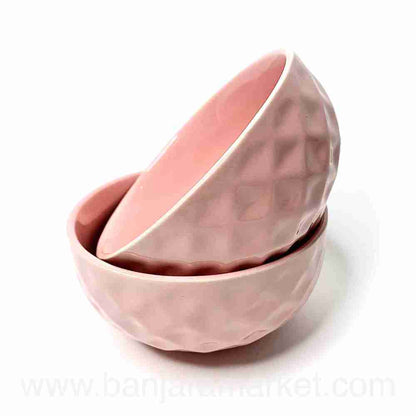 Banjara Market | Pink-Peach (Diamond) Soup Bowls (Set of 2)