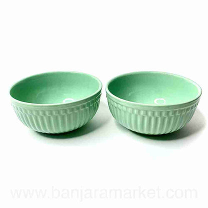 Banjara Market | Sea-Green (Linear) Soup Bowls (Set of 2)