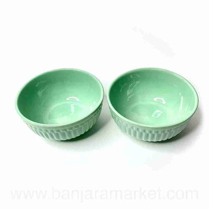 Banjara Market | Sea-Green (Linear) Soup Bowls (Set of 2)