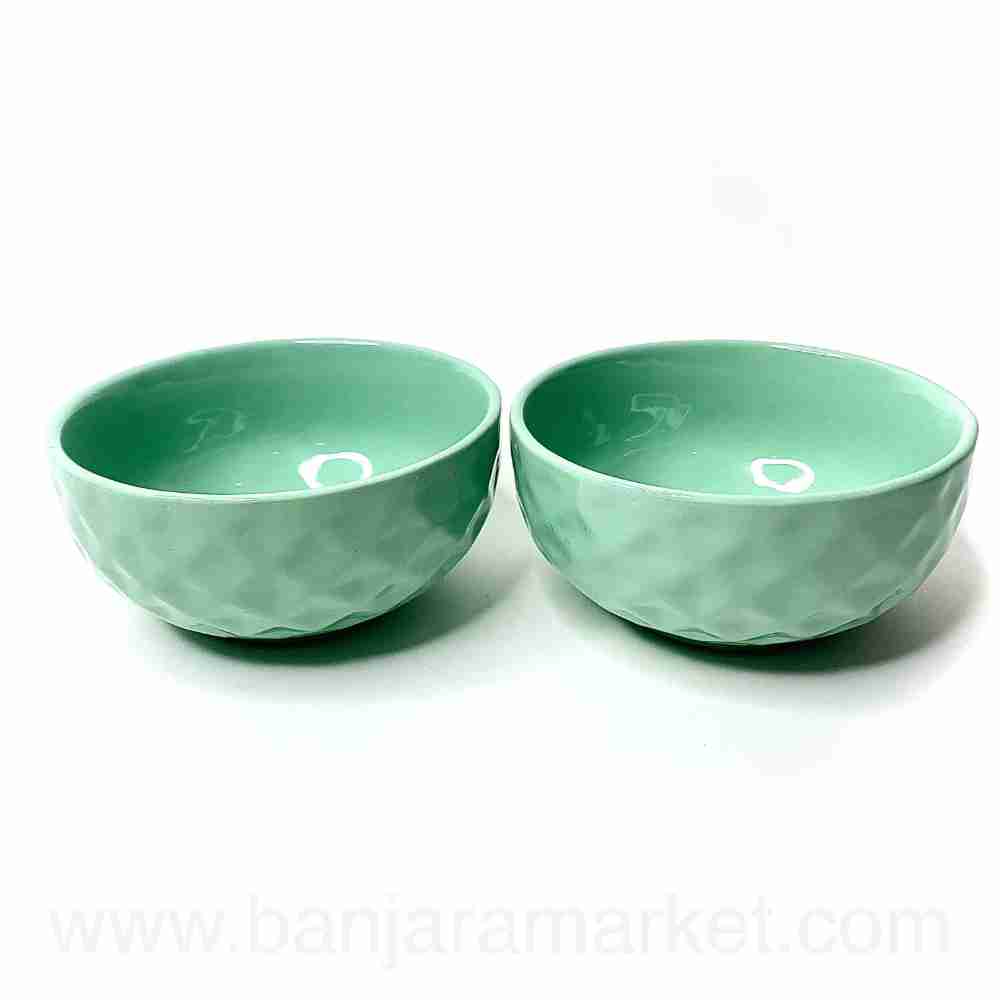 Banjara Market | Sea-Green (Diamond) Soup Bowls (Set of 2)