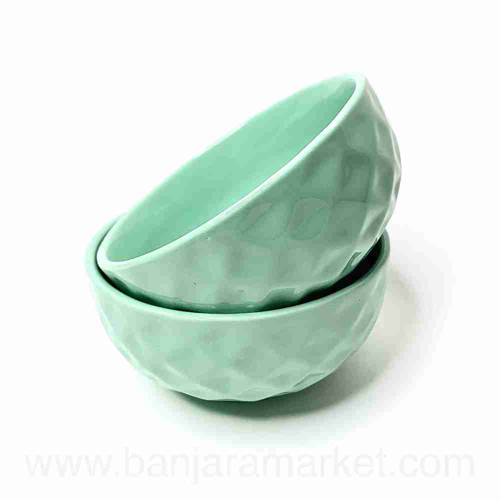 Banjara Market | Sea-Green (Diamond) Soup Bowls (Set of 2)