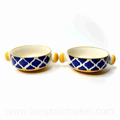 Banjara Market | Yellow-Blue Mughal Soup Bowls (Set of 2)