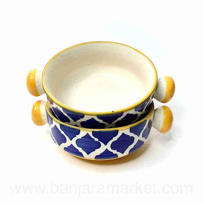 Banjara Market | Yellow-Blue Mughal Soup Bowls (Set of 2)