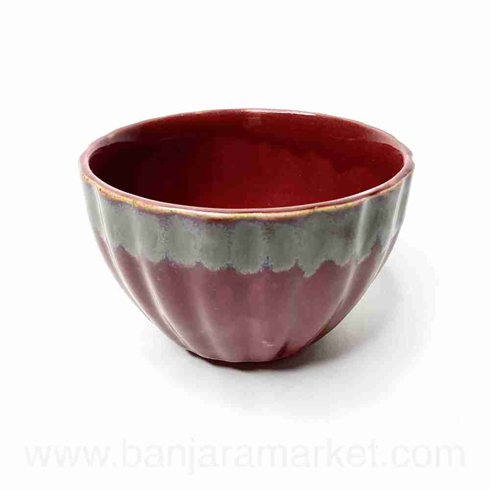 Banjara Market | Maroon Bowls with Dripping Silver (Set of 2)