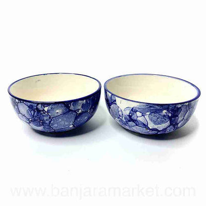 Banjara Market | Blue Bubble Print Small Bowls (Set of 2)