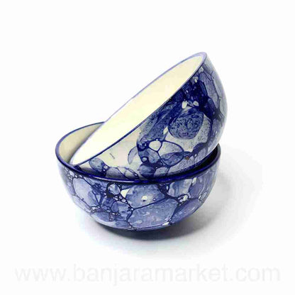 Banjara Market | Blue Bubble Print Small Bowls (Set of 2)